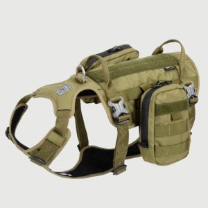 Harnais Tactique pour Chien - Robuste, Réglable avec Poignée - VERT, M