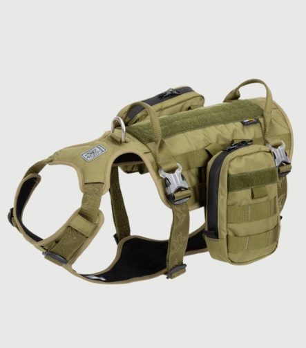 Harnais Tactique pour Chien - Robuste, Réglable avec Poignée - VERT, M
