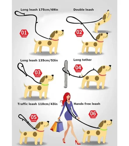 Laisse pour chien 7 en 1 mains libres multifonction