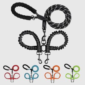 laisse-double-chien-elastique-amortisseur-couleur