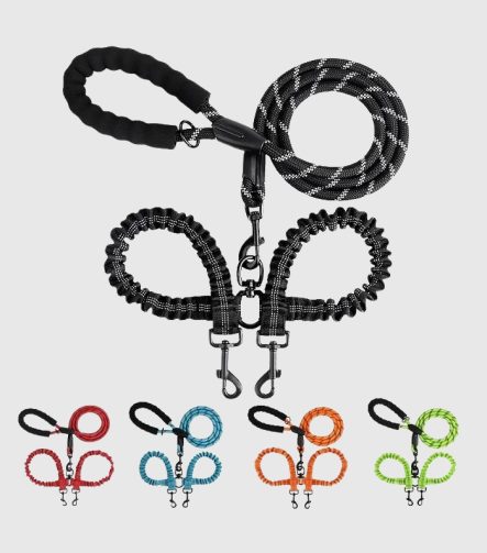 laisse-double-chien-elastique-amortisseur-couleur